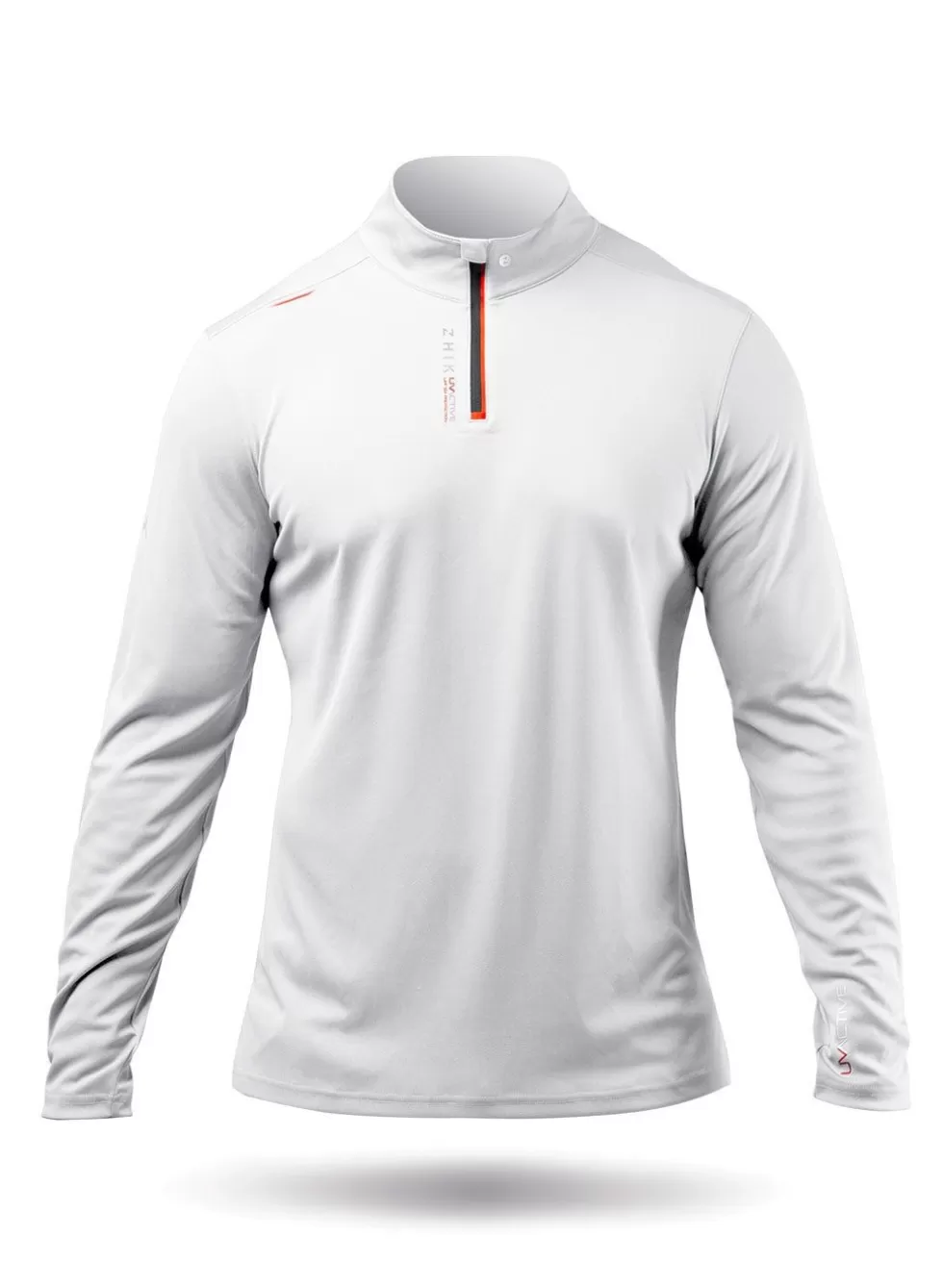 Hot Mens Uvactive High Collar 1/4 Zip Top - White Men Sun Protection Tops