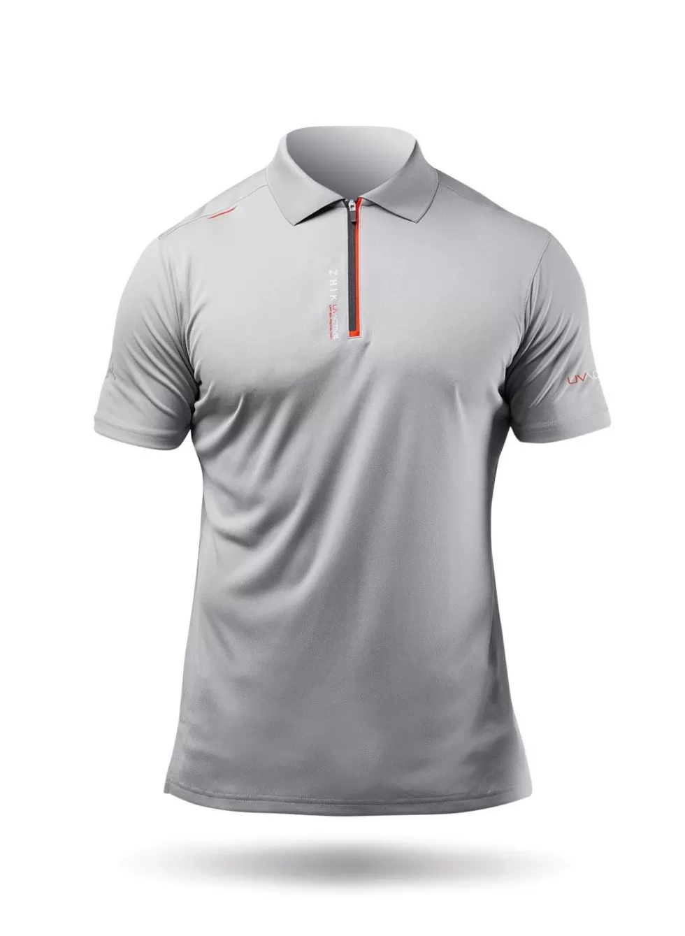 Clearance Mens Uvactive Zip Sports Polo - Grey Men Wicking Uv Tops