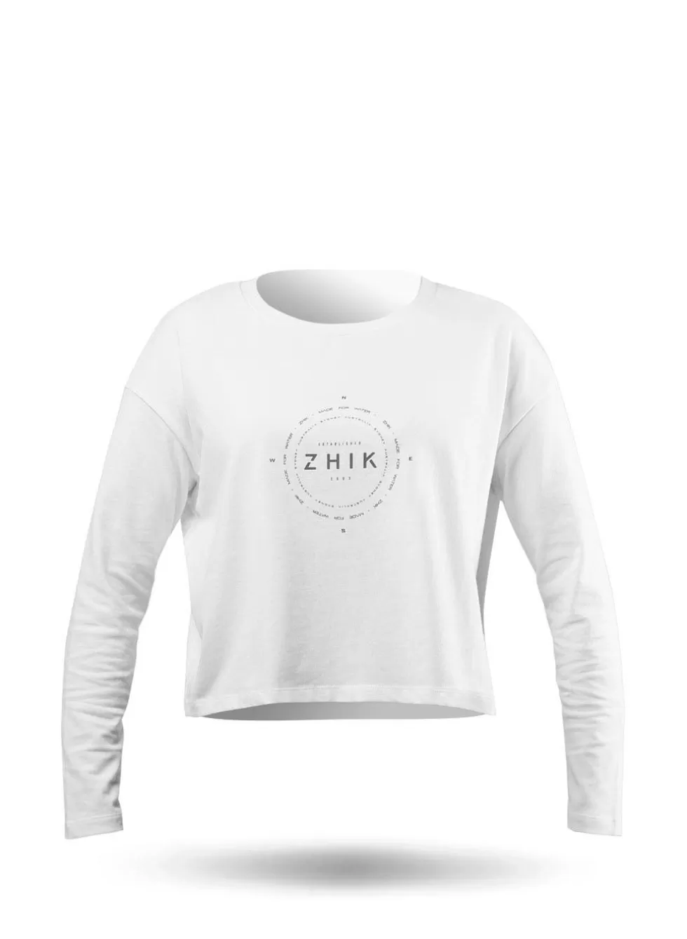 Best Sale Womens Compass Print Long Sleeve Cotton Tee Women Tees